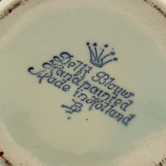 Vintage Delft Blauw Hand Decorated Blue Small Windmill Mug, Holland, Signed 5 in - Picture 11 of 11